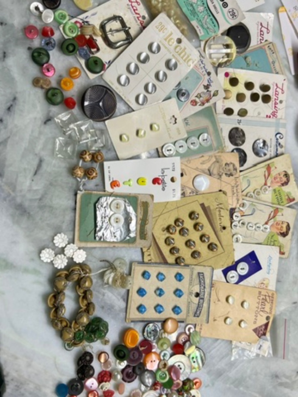 Vintage Buttons on Original Cards and Loose Lot